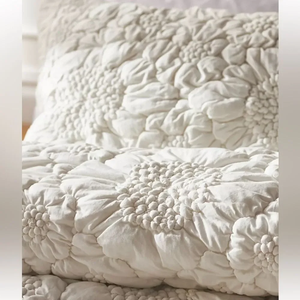 Anthropologie Dahlia Cotton Jersey Floral Quilt